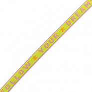 Schmuckband mit Text "Follow Your Dreams" Paisley purple-lime green